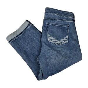 NYDJ Jeans Womens Size 14 Marilyn Straight Crop Cuff Blue Denim Pants